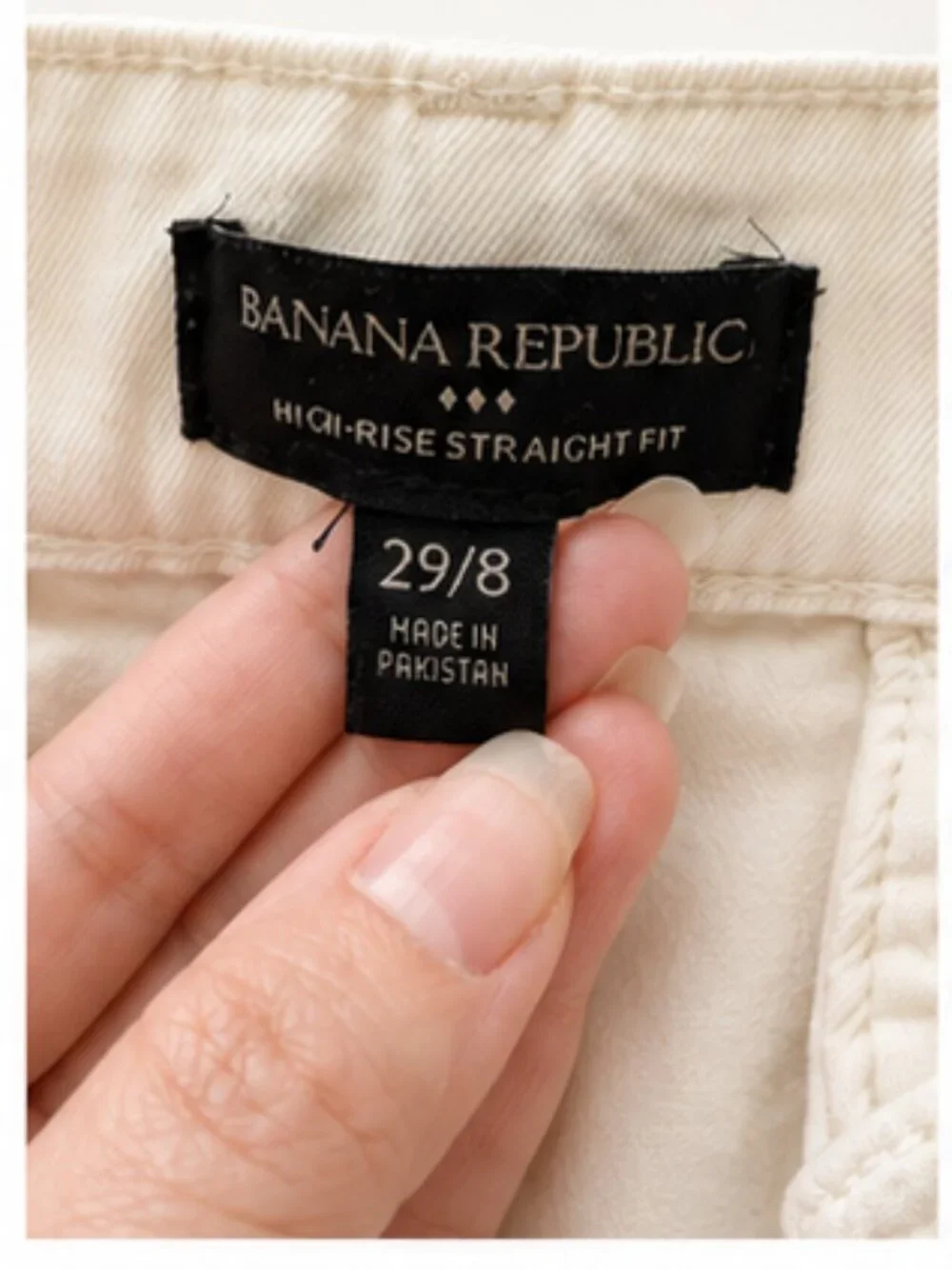 Banana Republic High Rise Straight Jeans 29/8 Ecru Cream Stretch Denim Pants